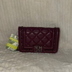 Badgley Mischka Quilted Plum Crossbody Bag